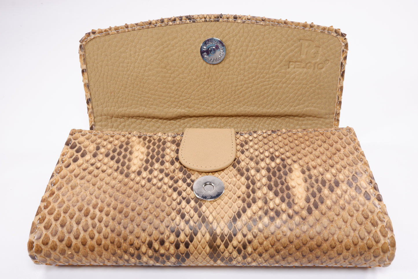 Genuine Reticulated Python Snake Skin Leather Women's Trifold Clutch Wallet Purse