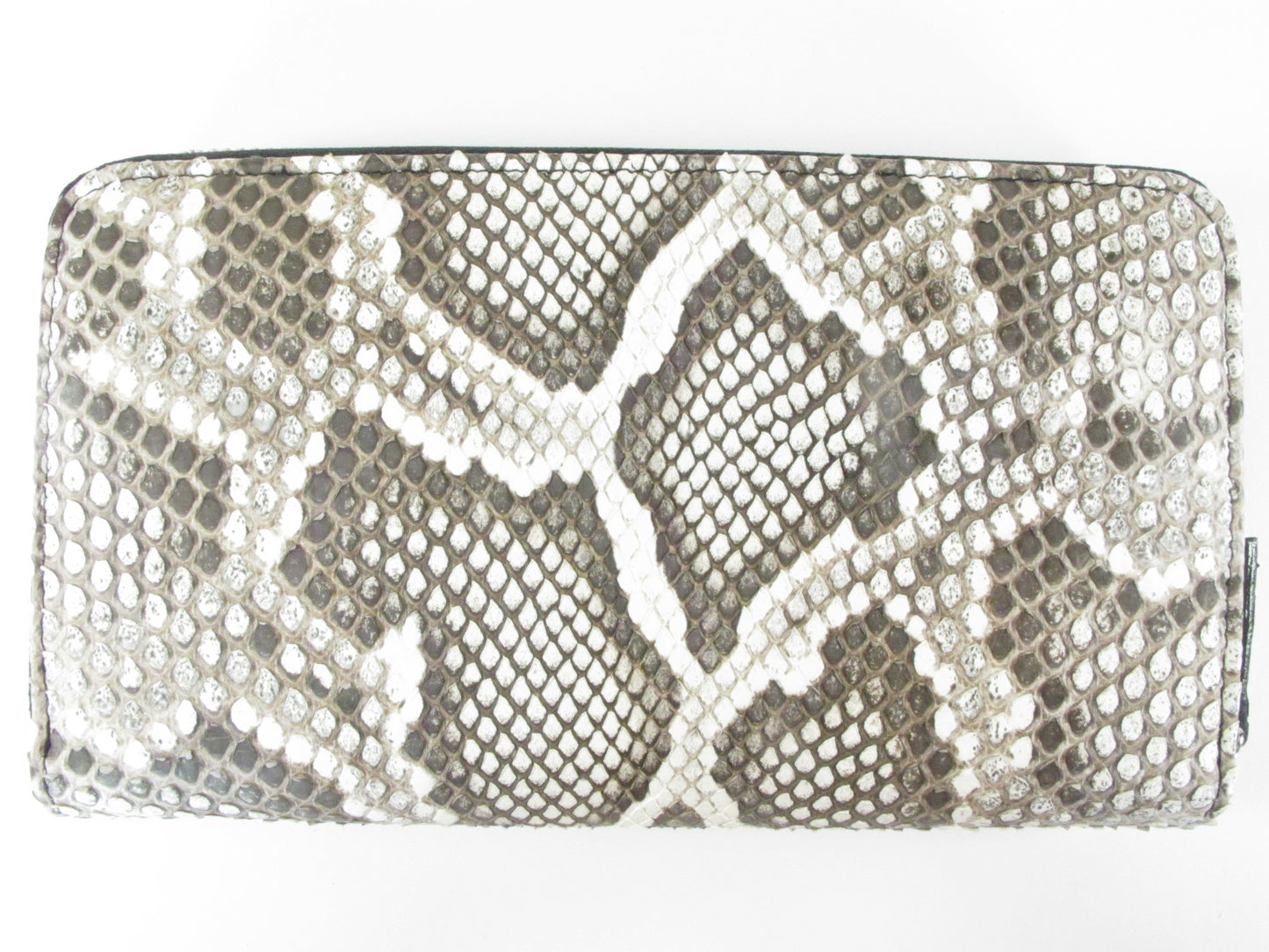 Genuine Burmese Python Skin Leather Zip Around Clutch Wallet Purse