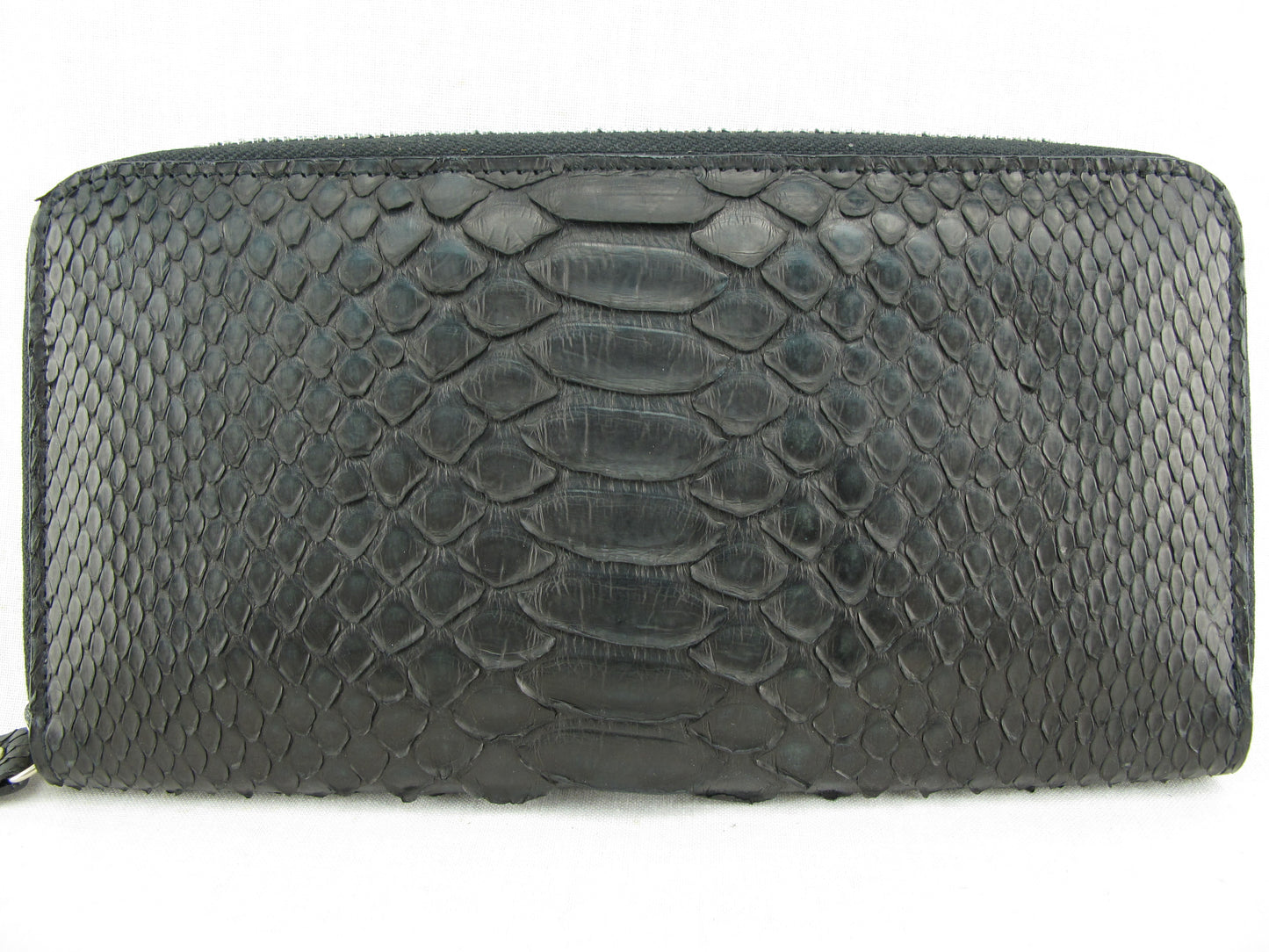 Genuine Python Belly Skin Leather Zip Around Clutch Wallet Purse