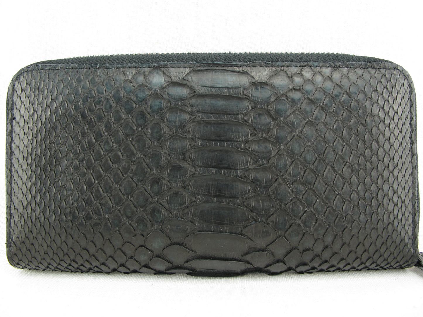 Genuine Python Belly Skin Leather Zip Around Clutch Wallet Purse
