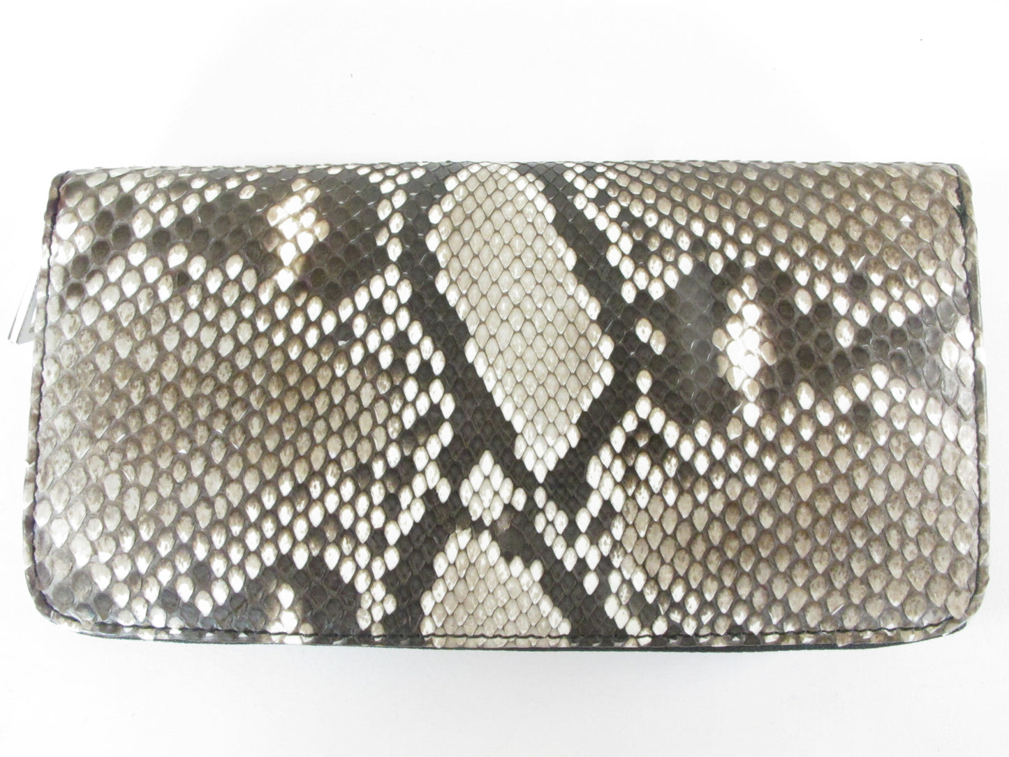 Genuine Reticulated Python Skin Leather Zip Around Clutch Wallet Purse