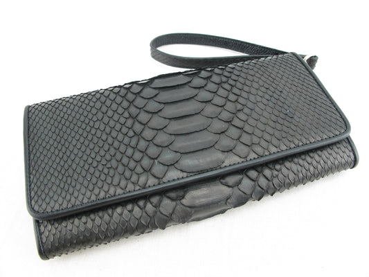 Genuine Python Snake Belly Skin Leather Women's Clutch Wallet Wristlet Purse