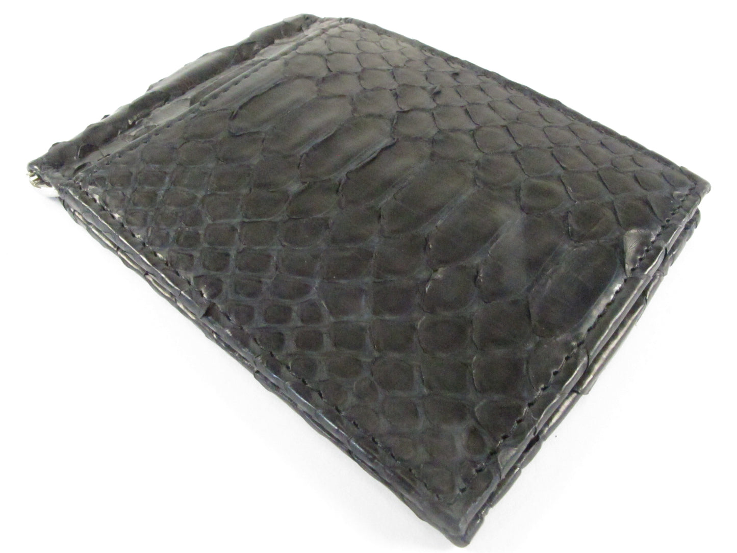 Genuine Python Belly Snake Skin Leather Money Clip Slim Bifold Wallet