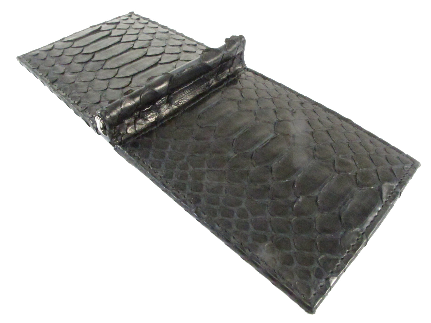 Genuine Python Belly Snake Skin Leather Money Clip Slim Bifold Wallet