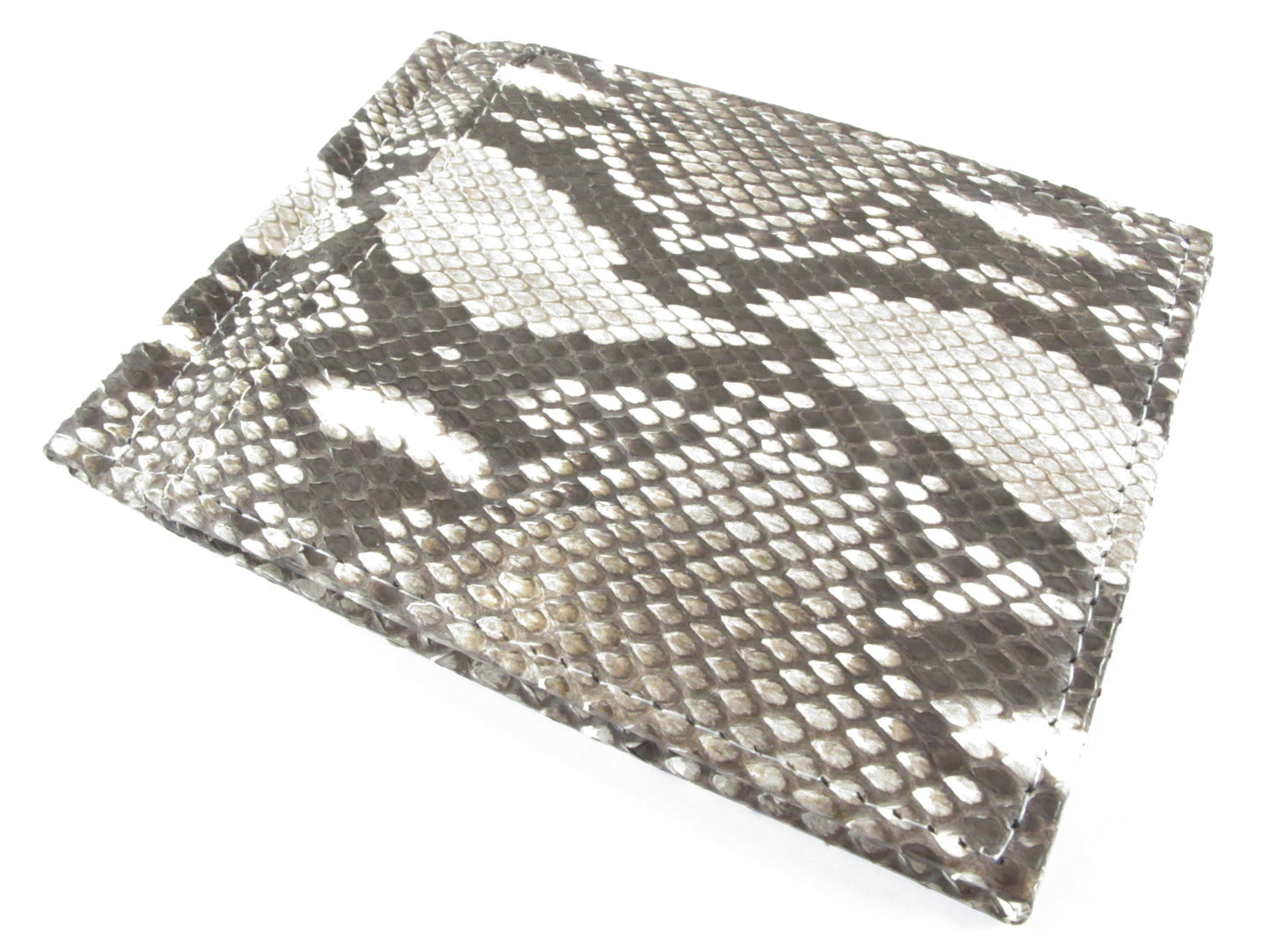 Genuine Reticulated Python Snake Skin Leather Money Clip Slim Bifold Wallet