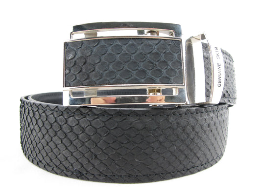 Genuine Python Snake Skin Leather Auto Locking Men's Belt