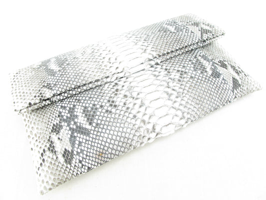 PELGIO Genuine Python Skin Leather Magnetic Fold Clutch Bag Purse