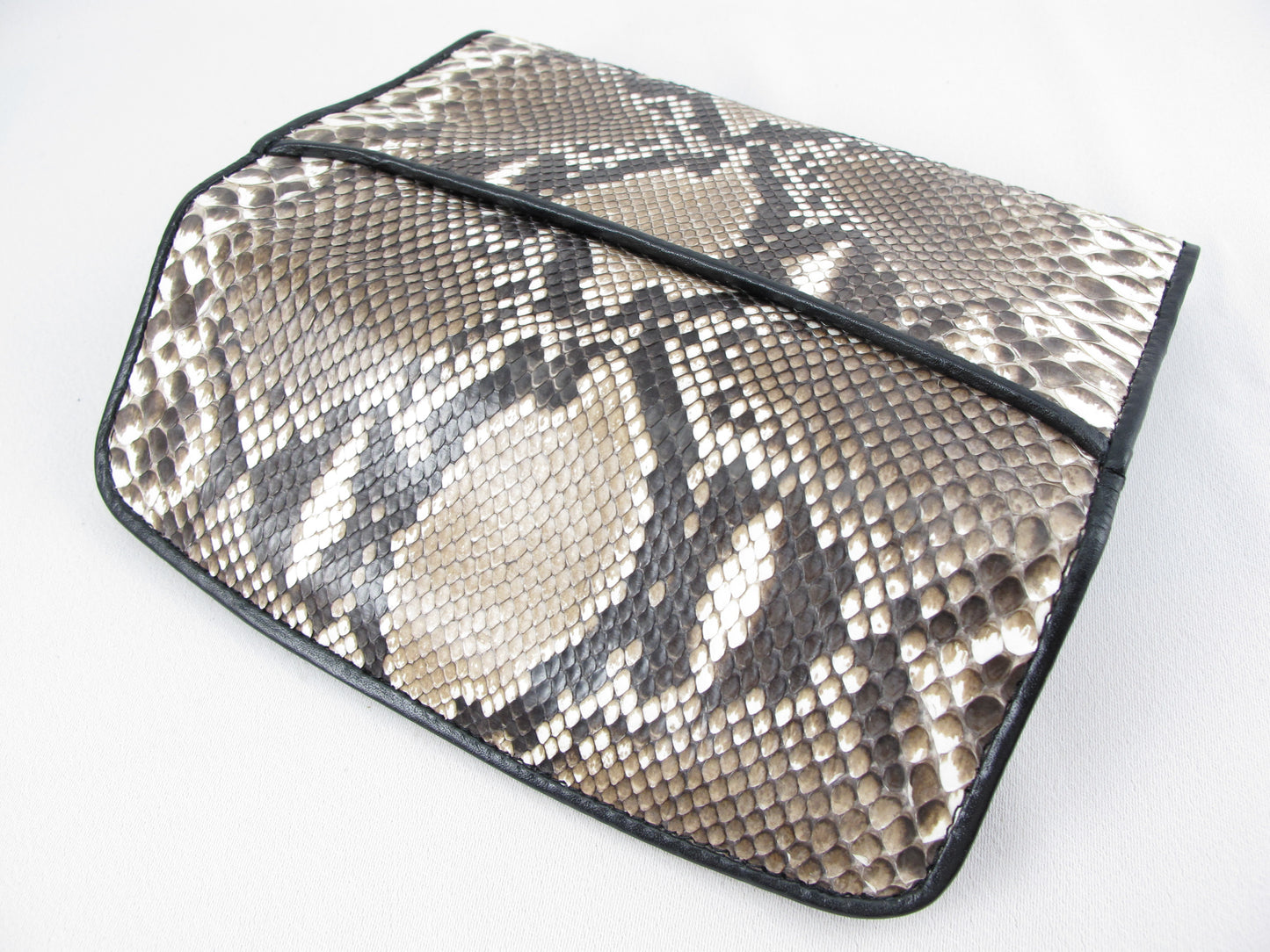 Genuine Reticulated Python Snake Skin Leather Women's Trifold Clutch Wallet Purse