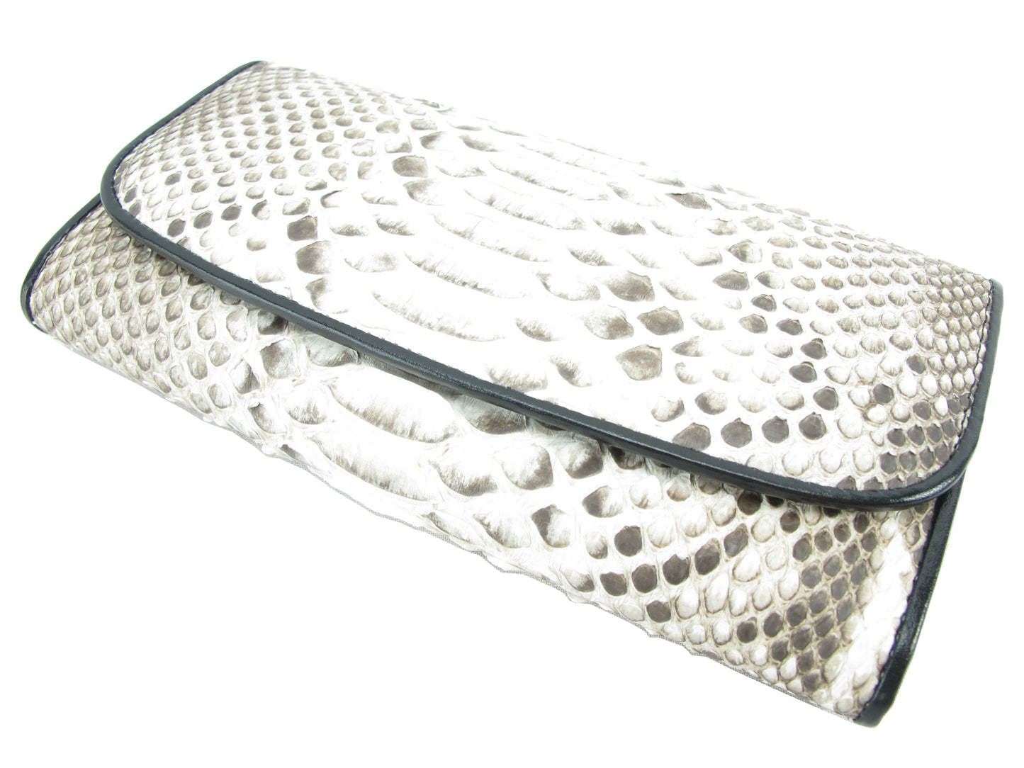 Genuine Python Snake Belly Skin Leather Women's Trifold Clutch Wallet Purse