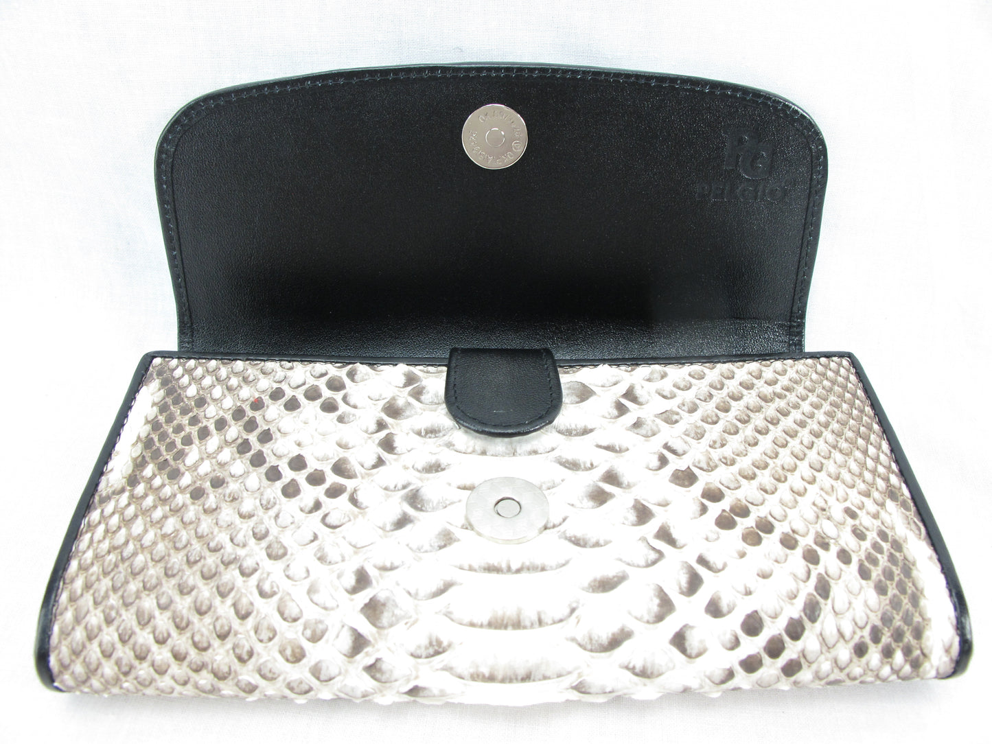 Genuine Python Snake Belly Skin Leather Women's Trifold Clutch Wallet Purse