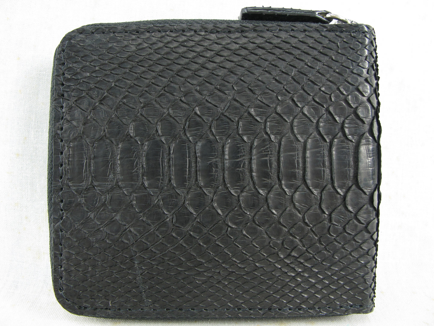 Genuine Python Skin Leather Zip Around Bifold Wallet
