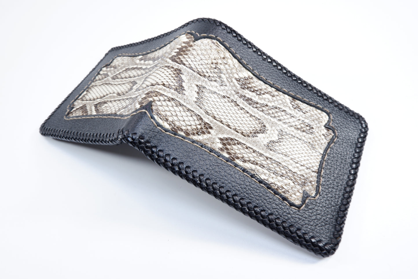 Genuine Burmese Python Snake Skin Leather Vintage Handmade Bifold Wallet