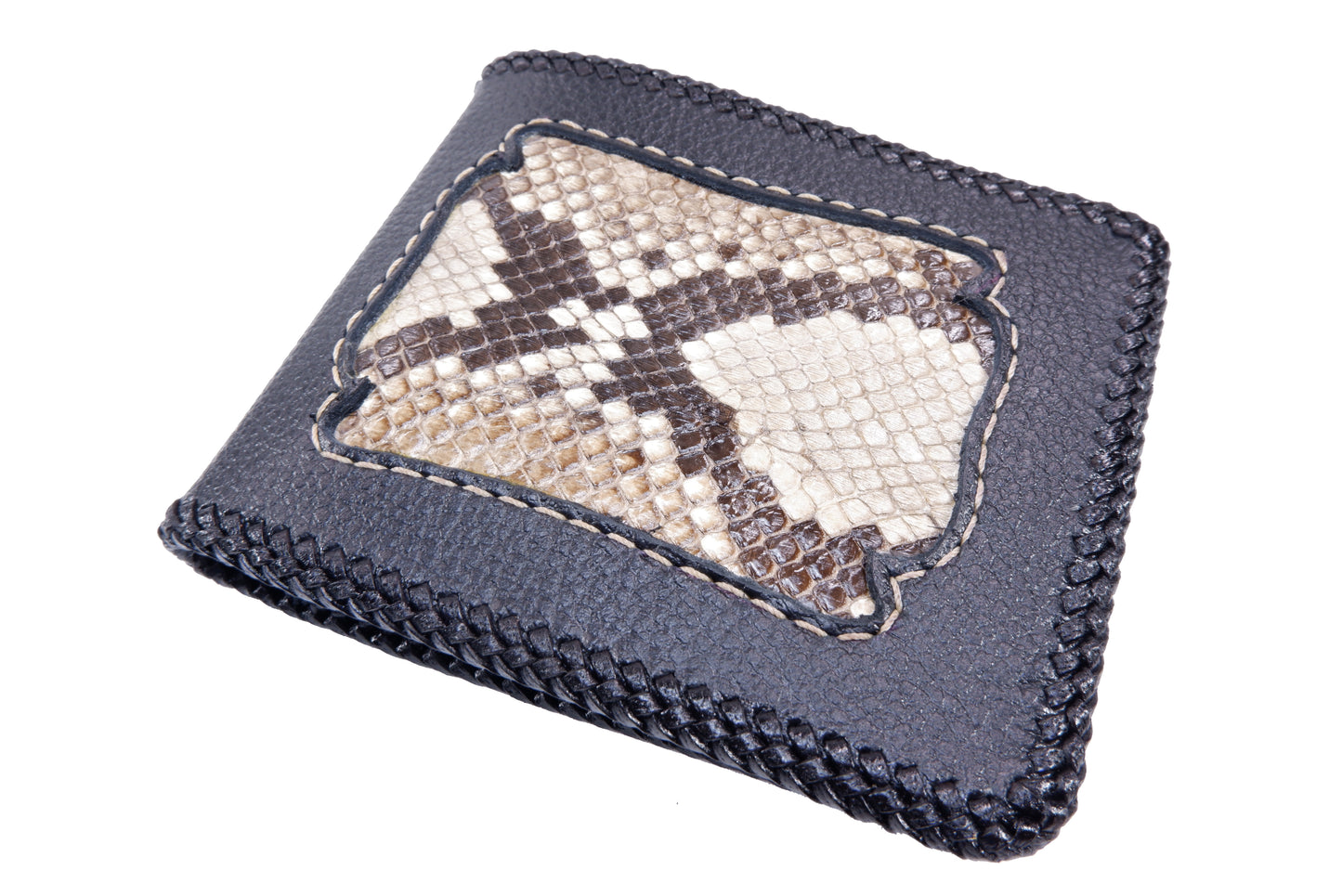 Genuine Reticulated Python Snake Skin Leather Vintage Handmade Bifold Wallet