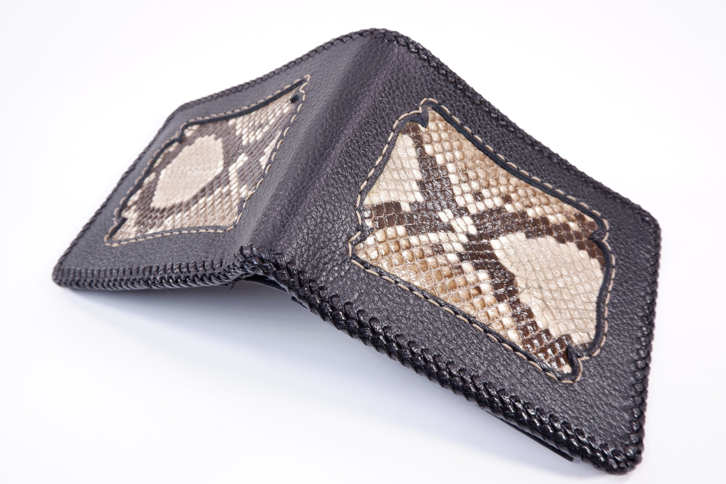 Genuine Reticulated Python Snake Skin Leather Vintage Handmade Bifold Wallet
