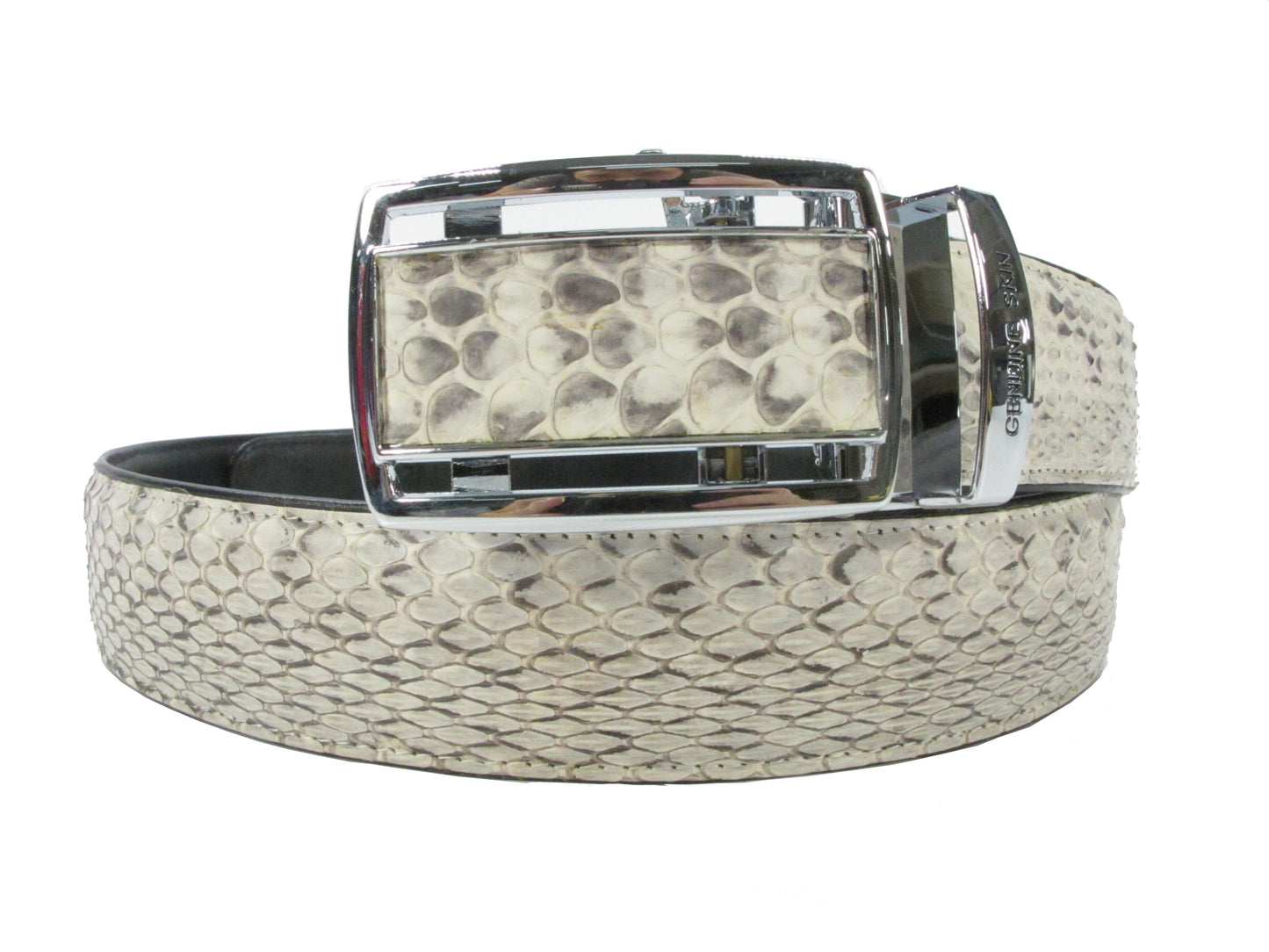 Genuine Rat Snake Skin Leather Auto Locking Men's Belt