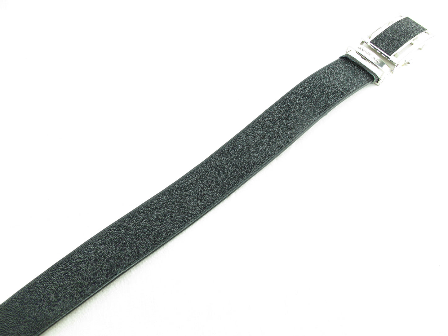 Genuine Stingray Skin Leather Auto Locking Men's Belt All Black