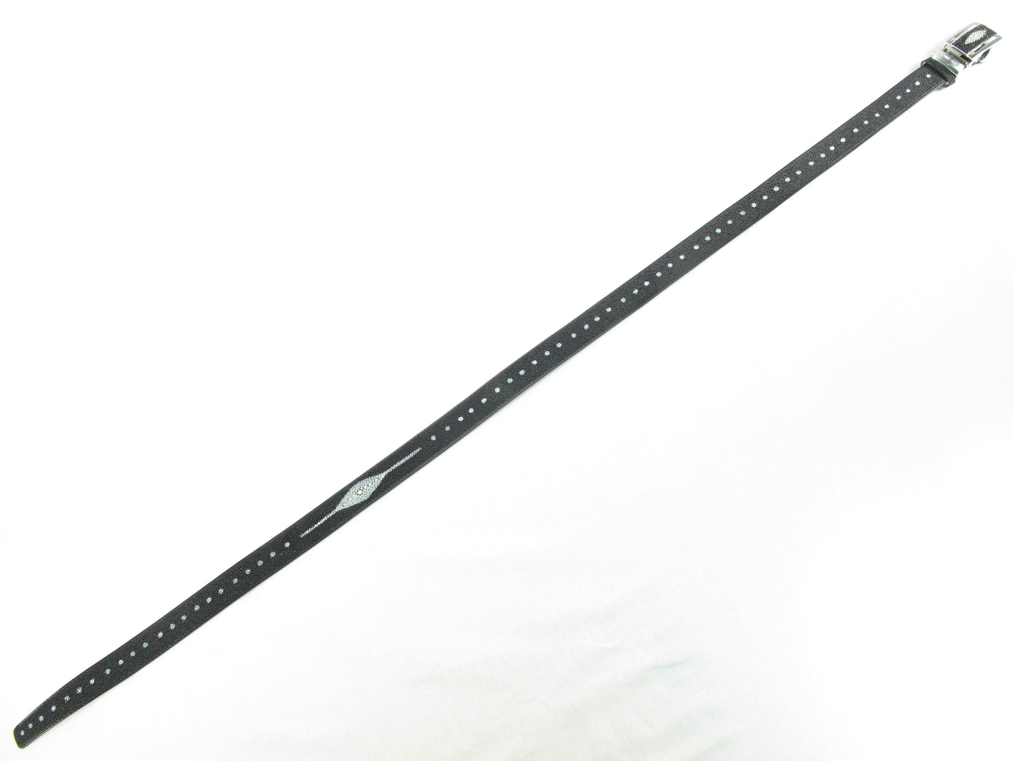 Genuine Stingray Skin Leather Auto Locking Men's Dot Belt Black