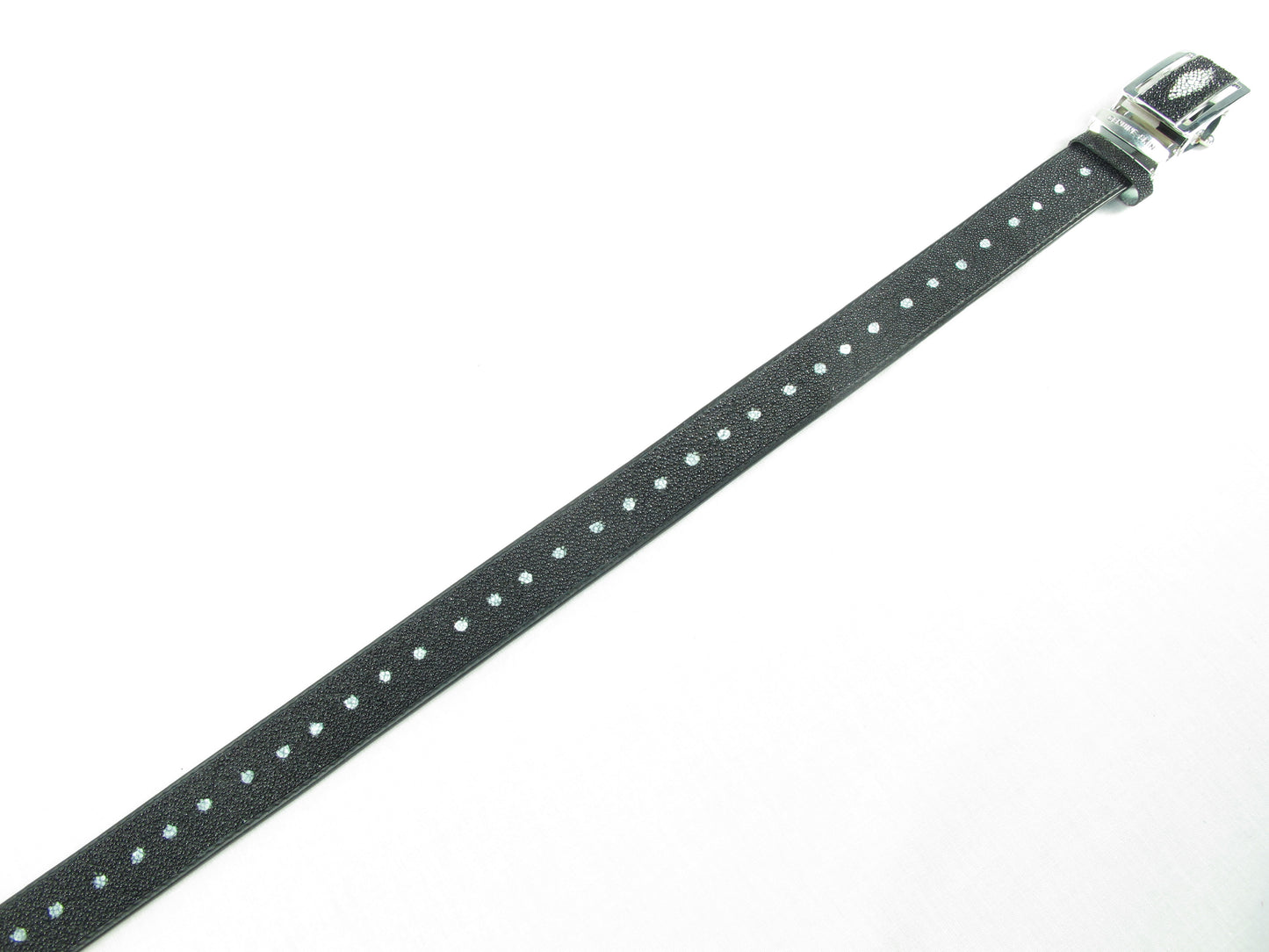 Genuine Stingray Skin Leather Auto Locking Men's Dot Belt Black