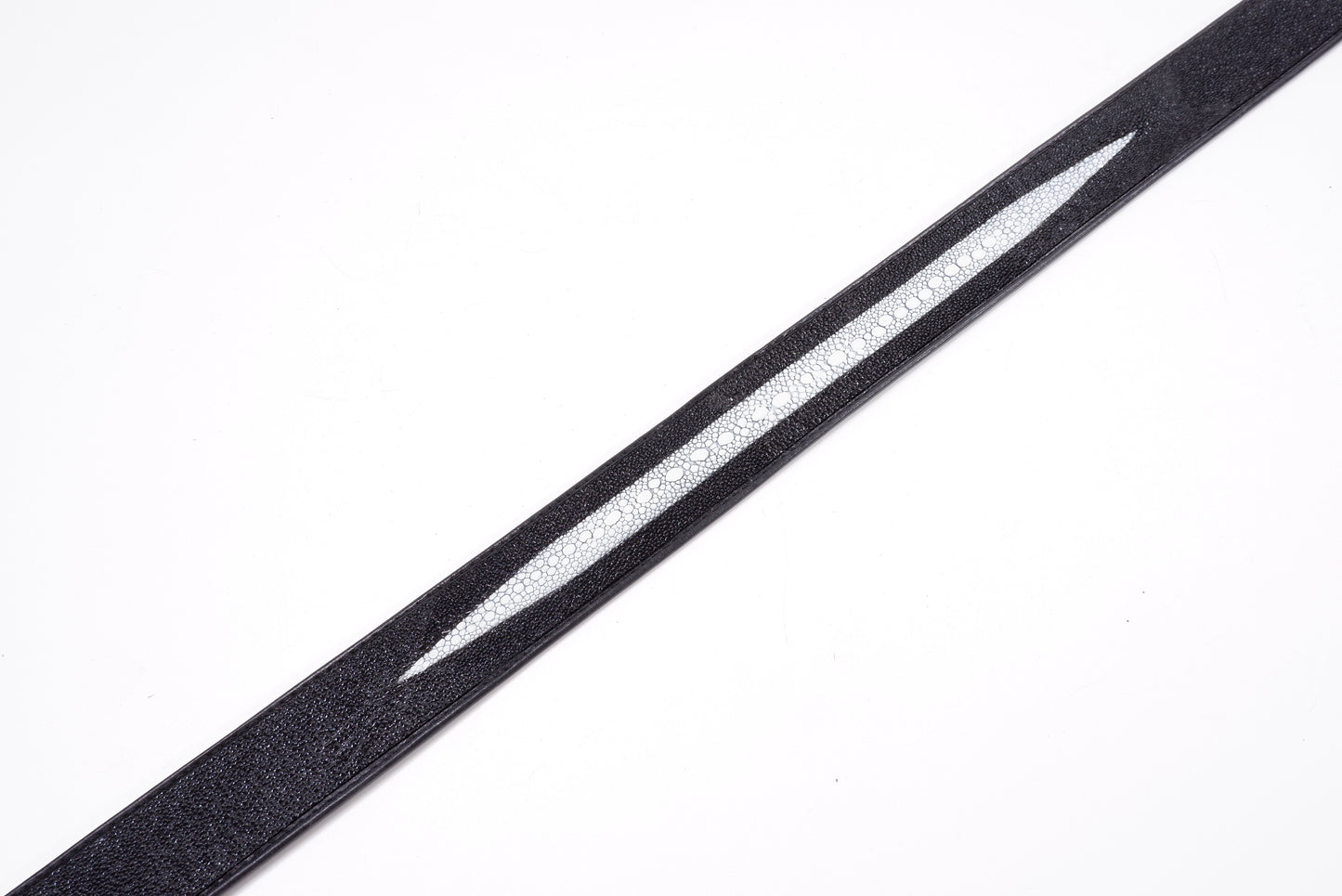 Genuine Stingray Skin Leather Row Diamond Auto Locking Men's Belt Black