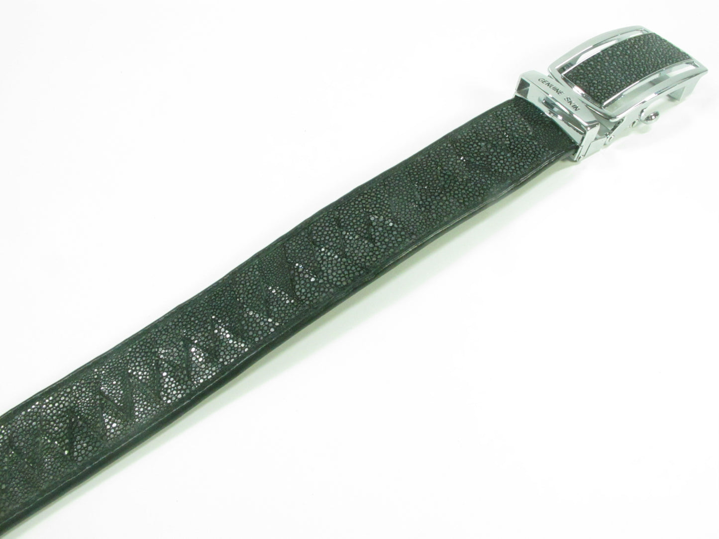 Genuine Polished Stingray Skin Leather Intrecciato Handmade Auto Locking Men's Belt