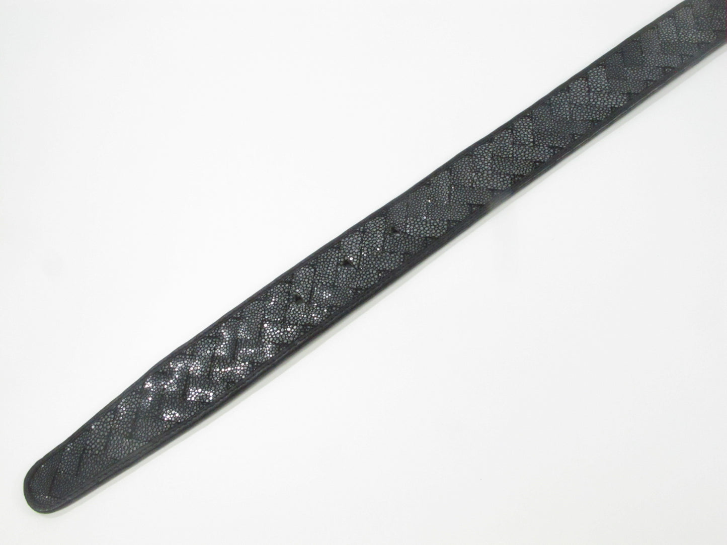 Genuine Polished Stingray Skin Leather Intrecciato Casual Handmade Men's Belt