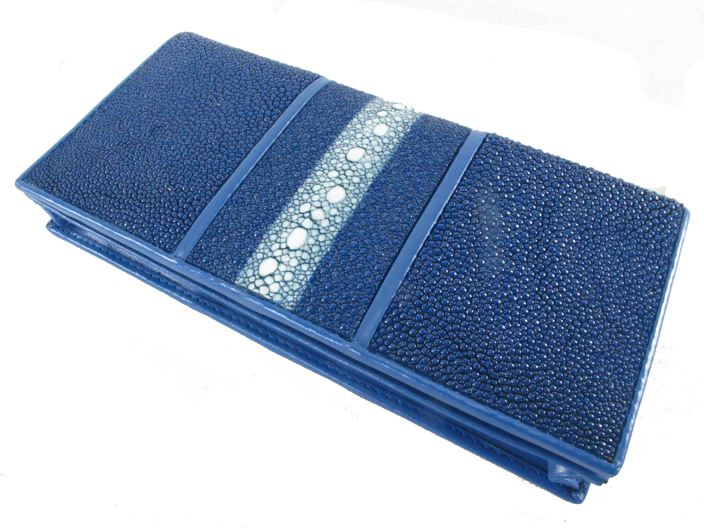 Genuine Row Stingray Skin Leather Long Checkbook Wallet