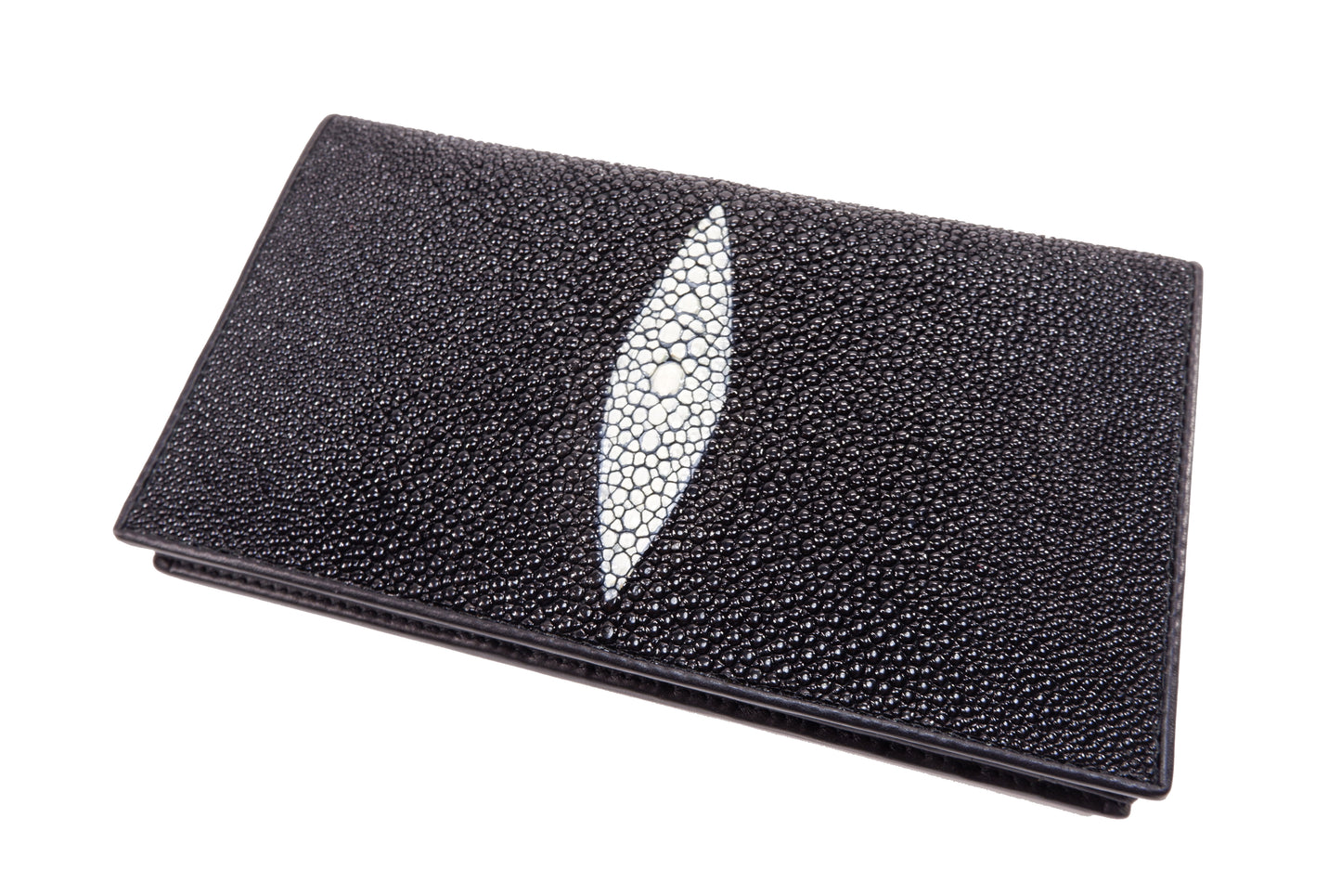 Genuine Stingray Skin Leather Long Checkbook & Passport Holder Wallet