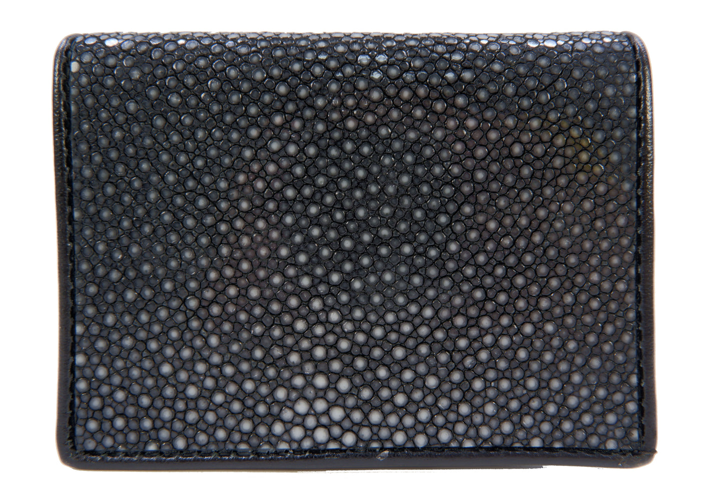 Genuine Polished Stingray Skin Business & Credit Card Holder Wallet Black