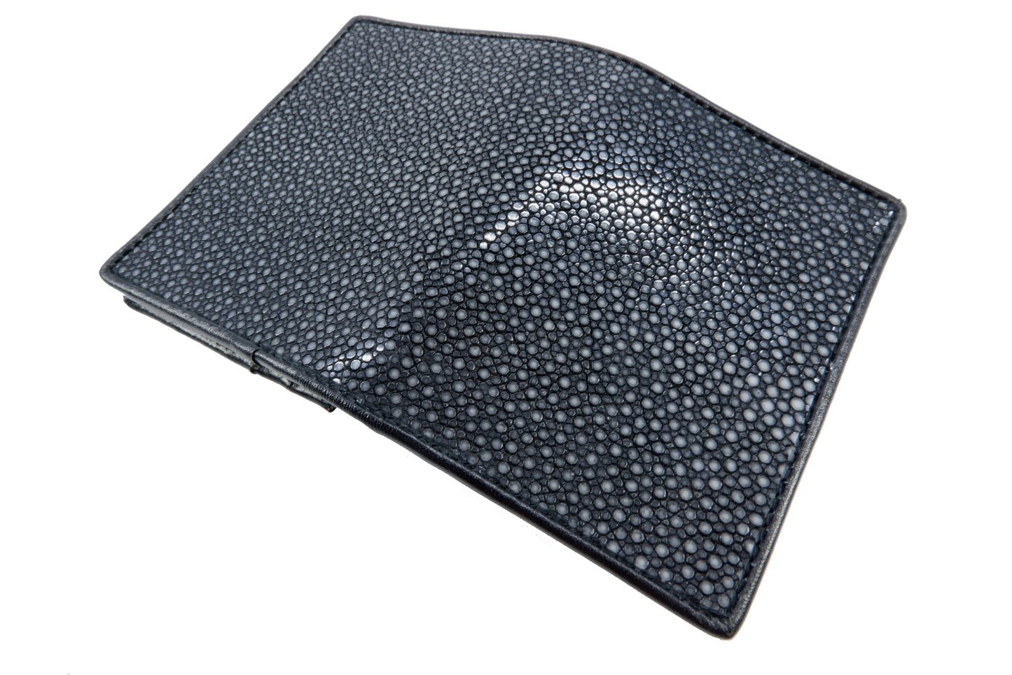 Genuine Polished Stingray Skin Business & Credit Card Holder Wallet Black