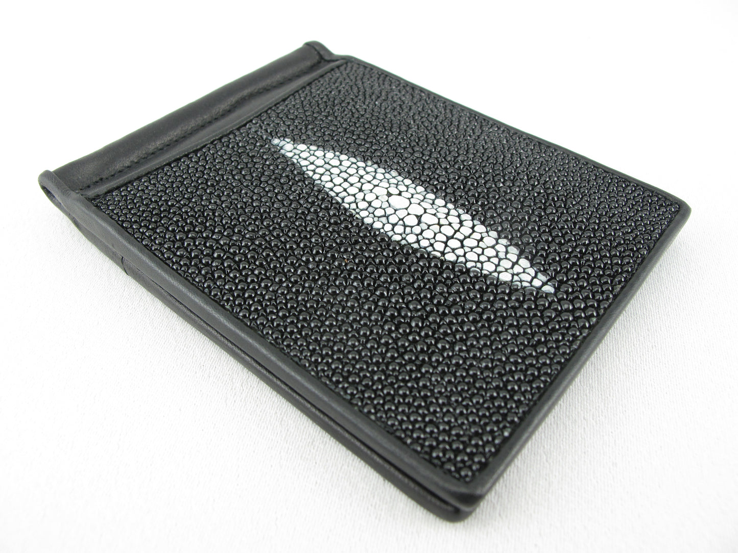 Genuine Stingray Skin Leather Money Clip Slim Bifold Men's Wallet
