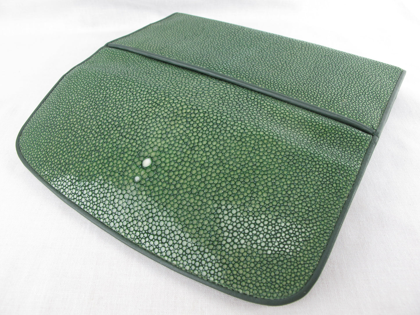 Genuine Polished Stingray Skin Leather Women's Trifold Clutch Wallet Purse