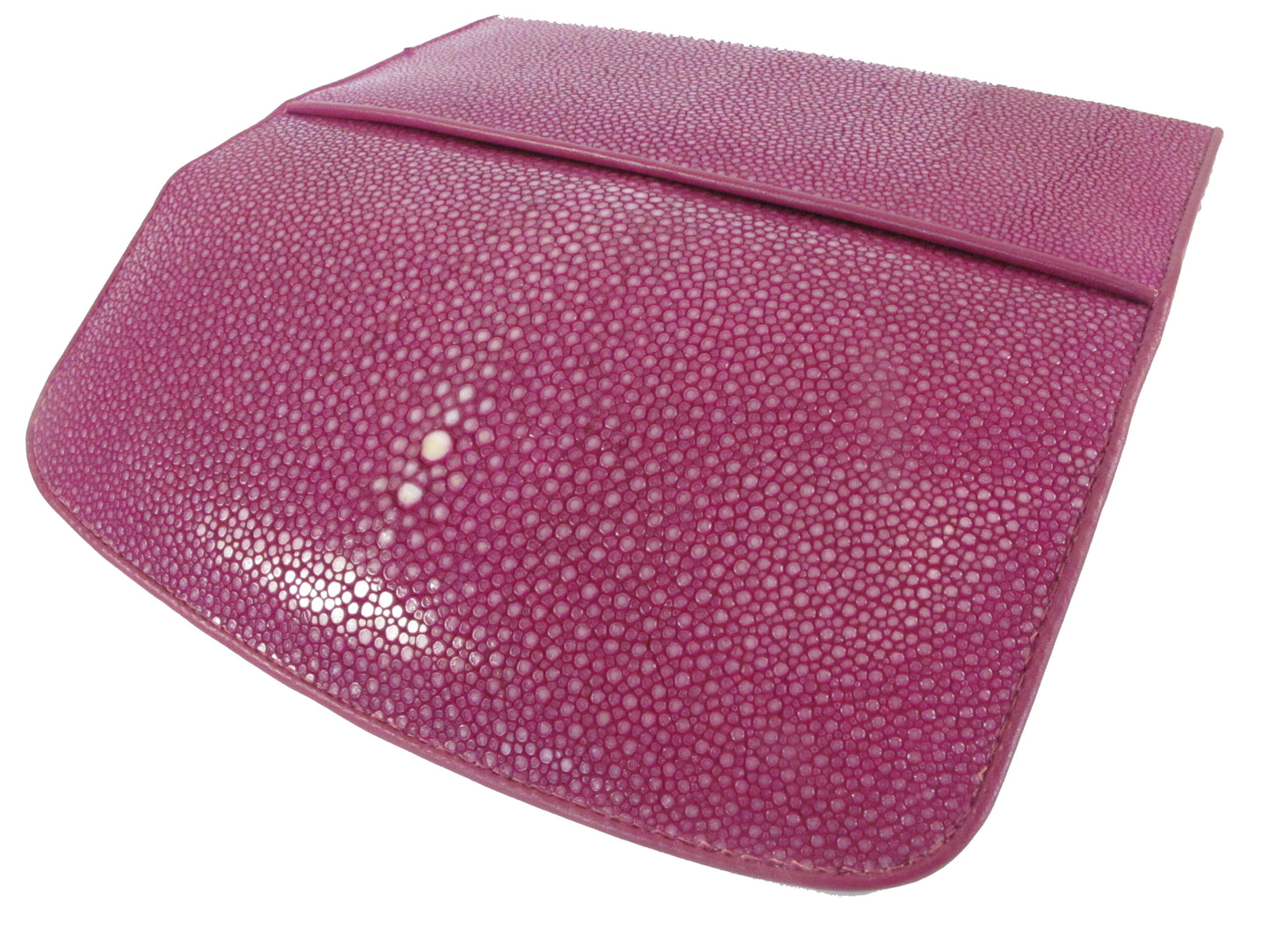 Genuine Polished Stingray Skin Leather Women's Trifold Clutch Wallet Purse