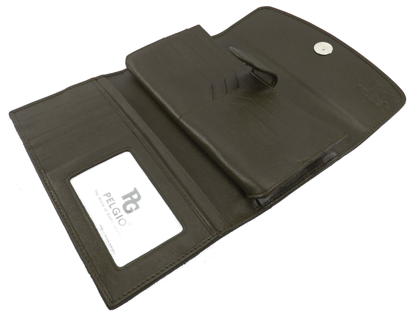 Genuine Polished Stingray Skin Leather Intrecciato Handmade Trifold Clutch Wallet Purse