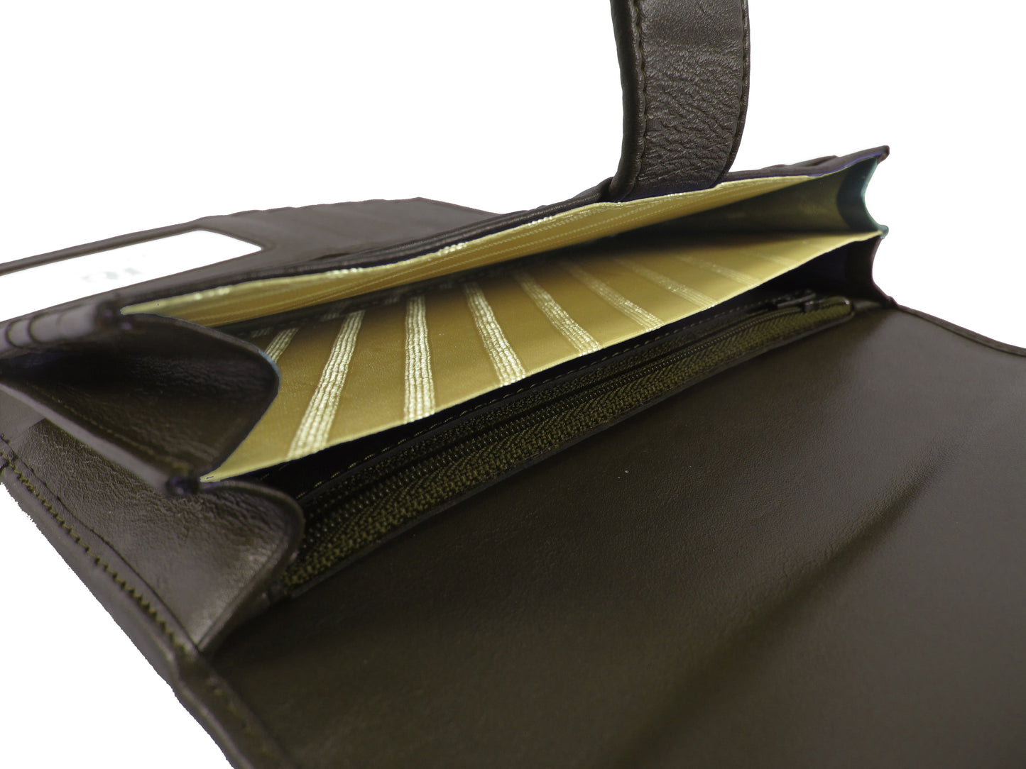 Genuine Polished Stingray Skin Leather Intrecciato Handmade Trifold Clutch Wallet Purse