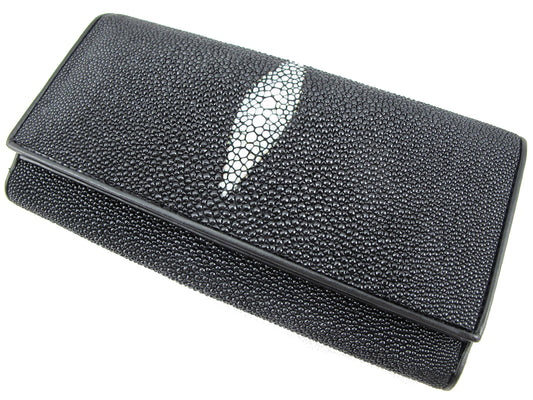 Genuine Stingray Skin Leather Women's Long Clutch Wallet Purse