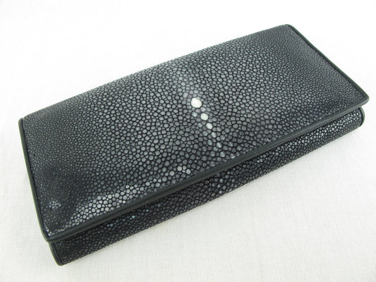 Genuine Polished Stingray Skin Leather Women's Long Clutch Wallet Purse