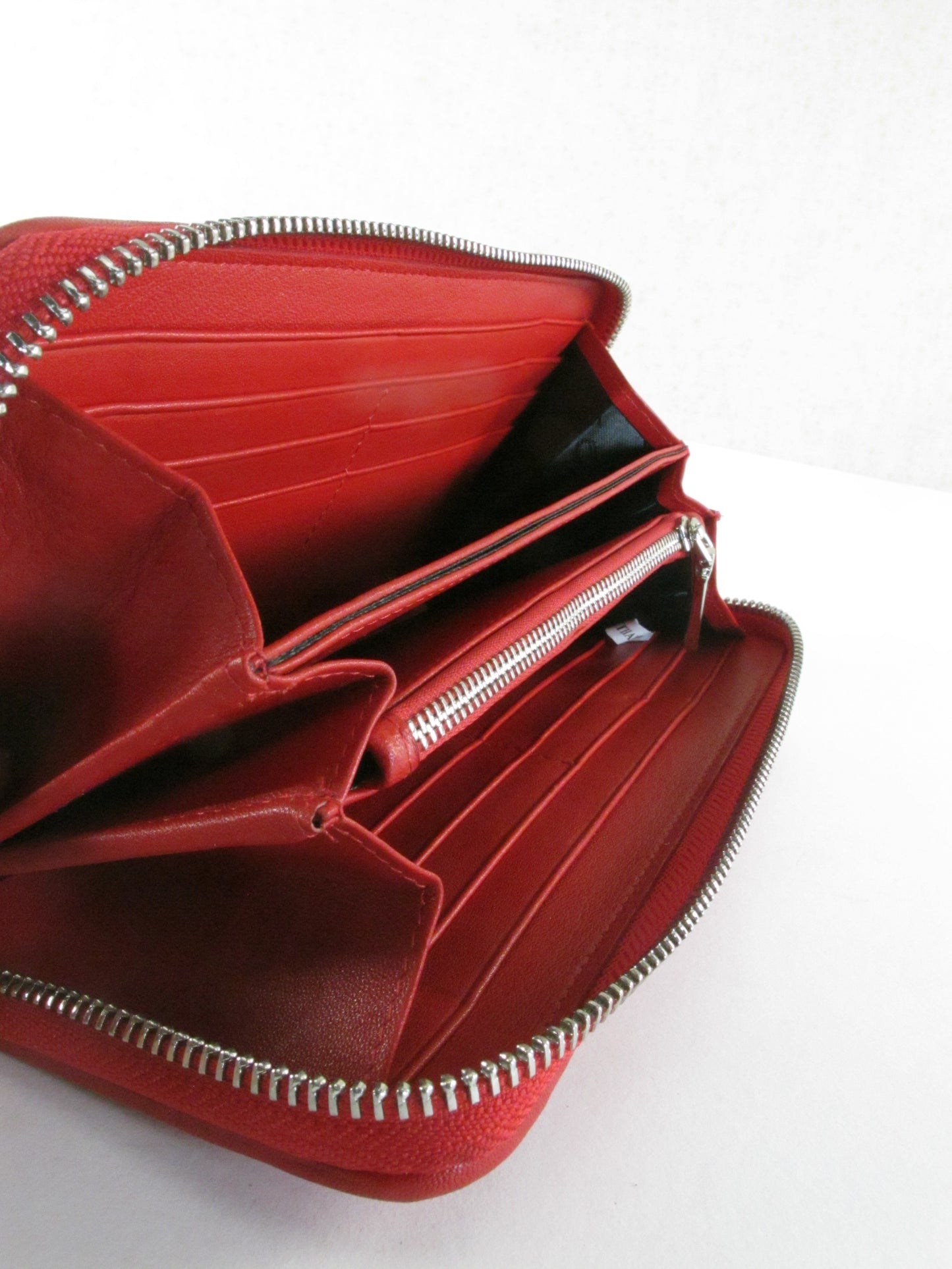 Genuine Polished Stingray Skin Leather Intrecciato Handmade Zip Around Clutch Wallet Purse