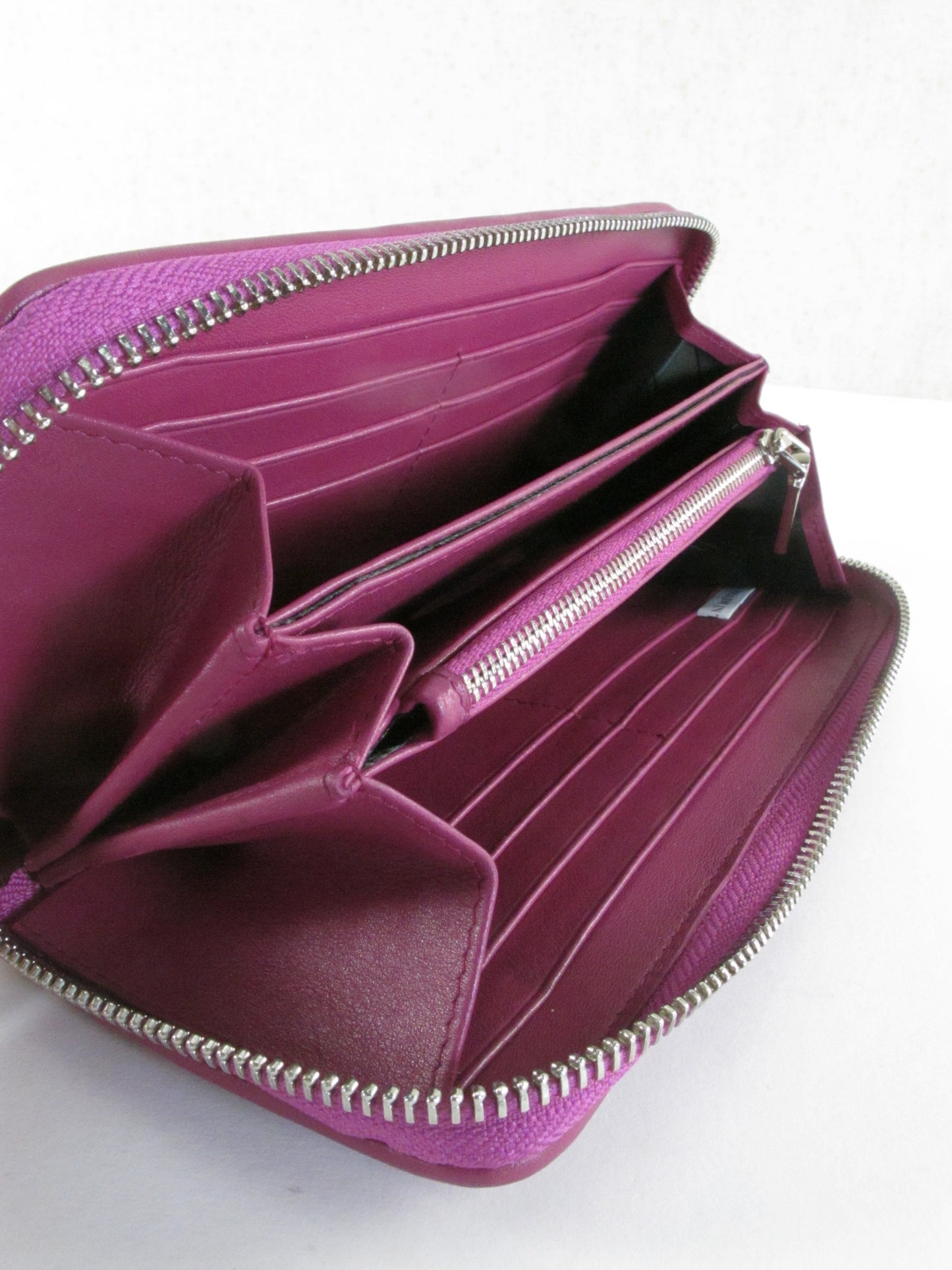 Genuine Polished Stingray Skin Leather Intrecciato Handmade Zip Around Clutch Wallet Purse
