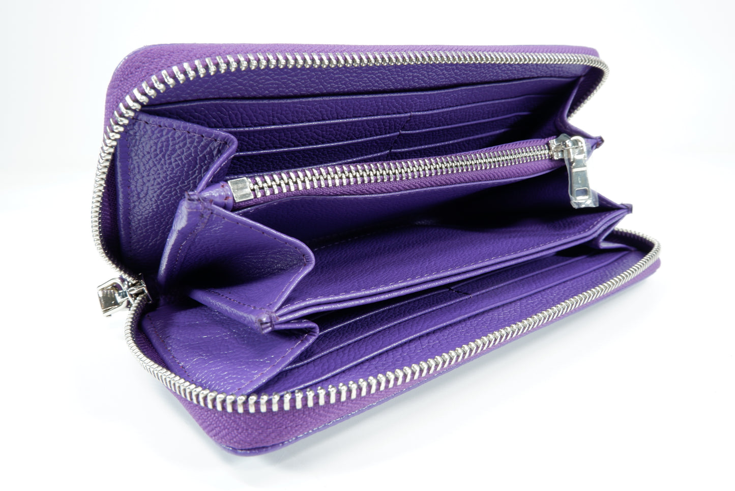 Genuine Polished Stingray Skin Leather Embossed Zip Around Clutch Wallet Purse