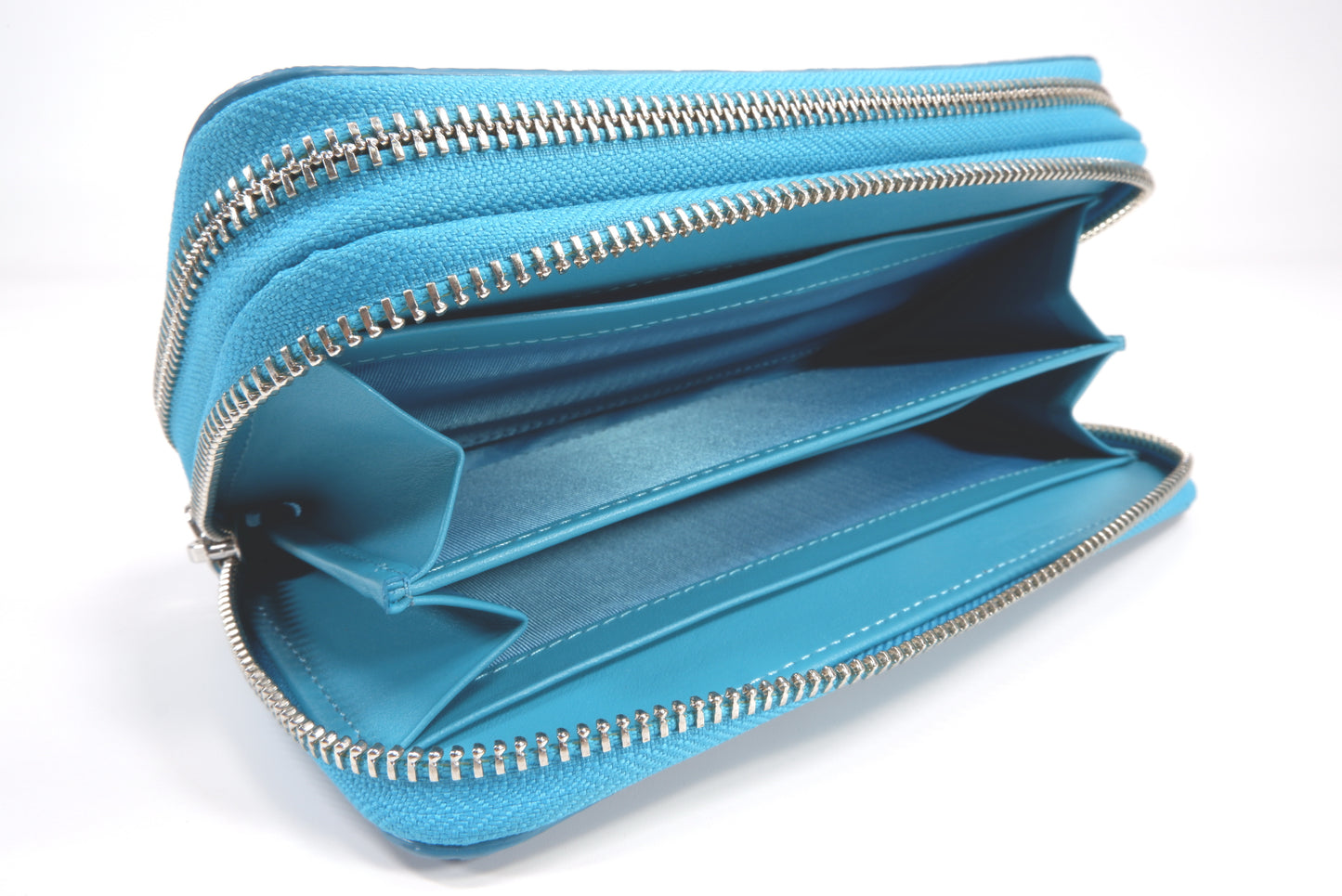 Genuine Polished Stingray Skin Leather Embossed Double Zip Around Clutch Wallet Purse