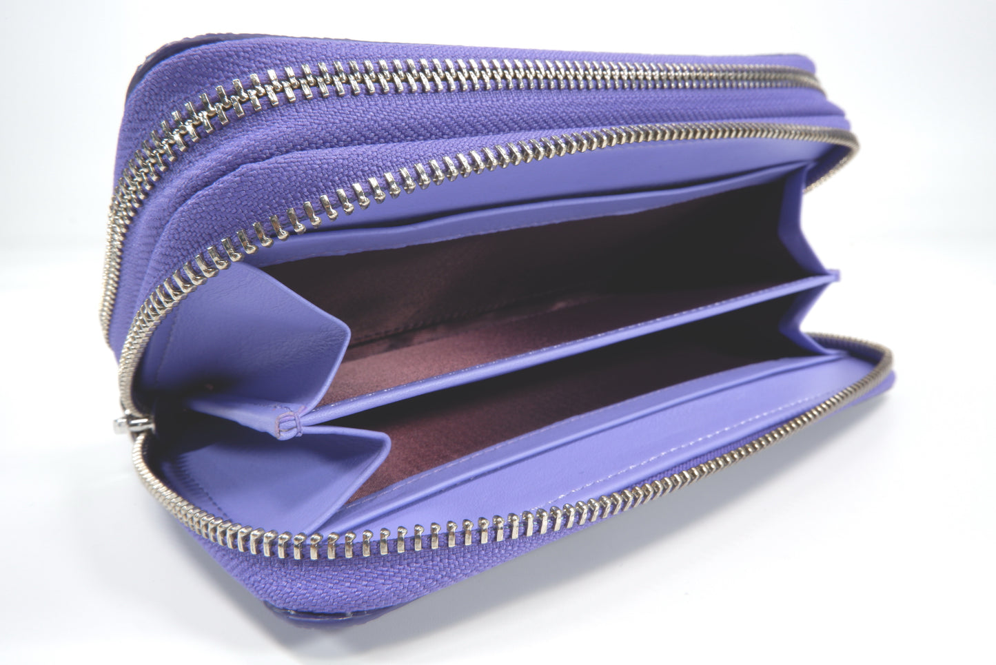 Genuine Polished Stingray Skin Leather Embossed Double Zip Around Clutch Wallet Purse