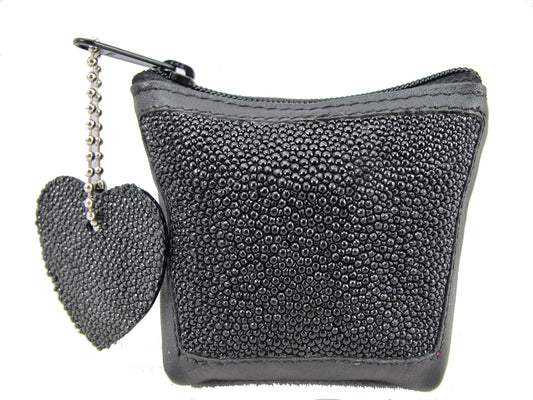 Genuine Stingray Skin Leather Women's Zip Wallet Coins Purse
