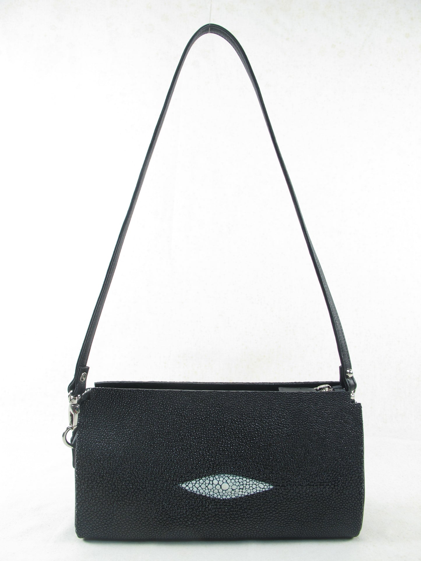 PELGIO Genuine Stingray Skin Leather Small Zip Wrist Clutch & Shoulder Bag Purse