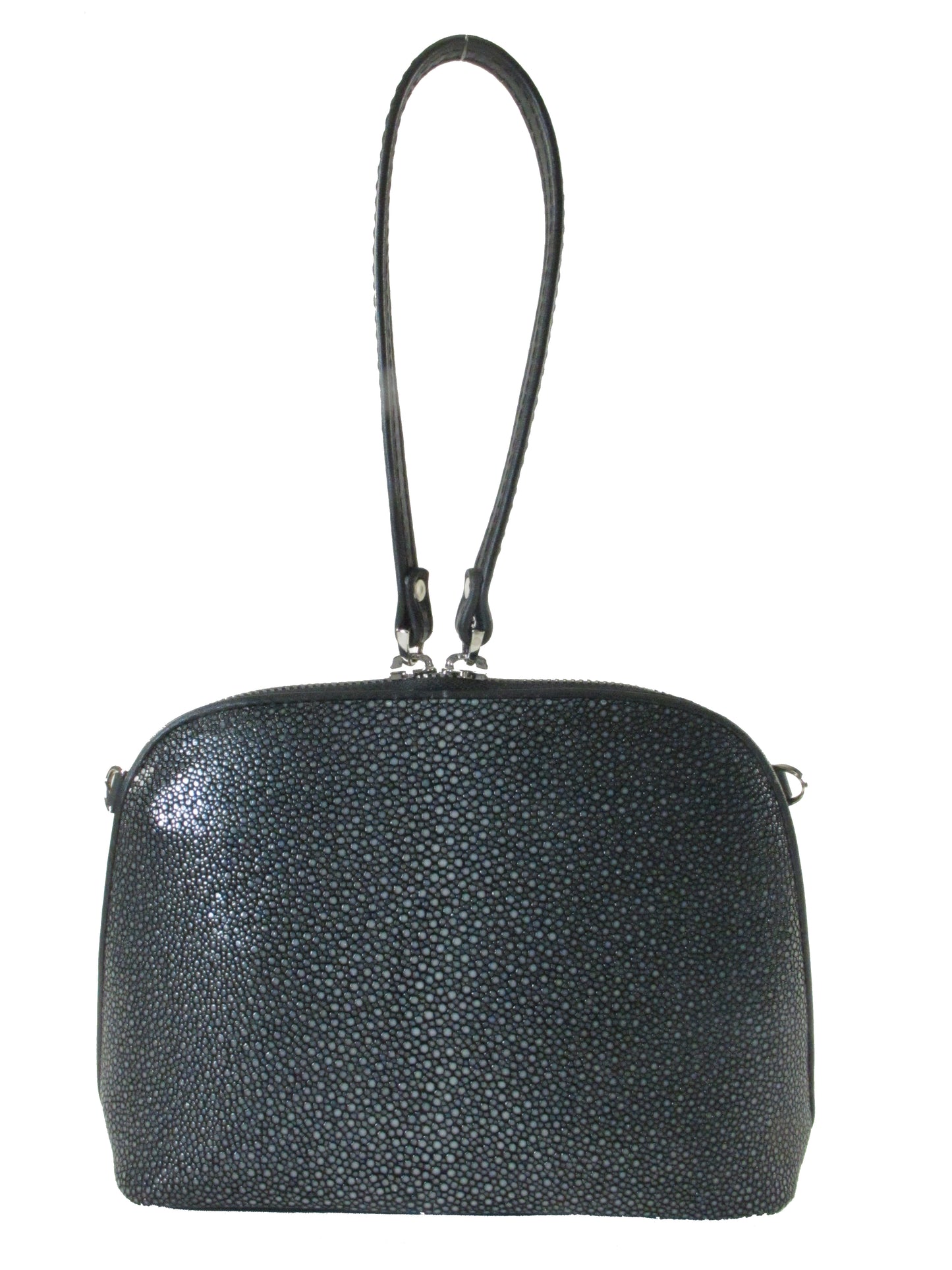 PELGIO Genuine Polished Stingray Skin Leather Women's Zip Wristbag & Shoulderbag Purse