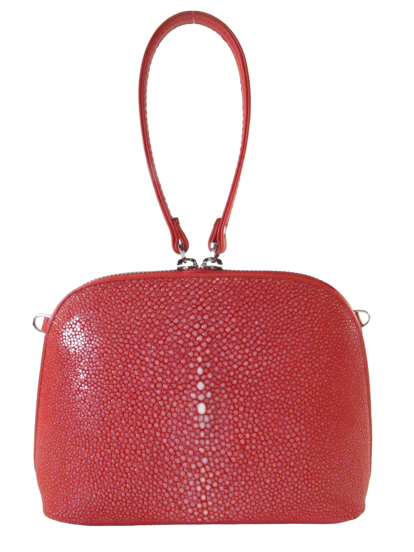 PELGIO Genuine Polished Stingray Skin Leather Women's Zip Wristbag & Shoulderbag Purse