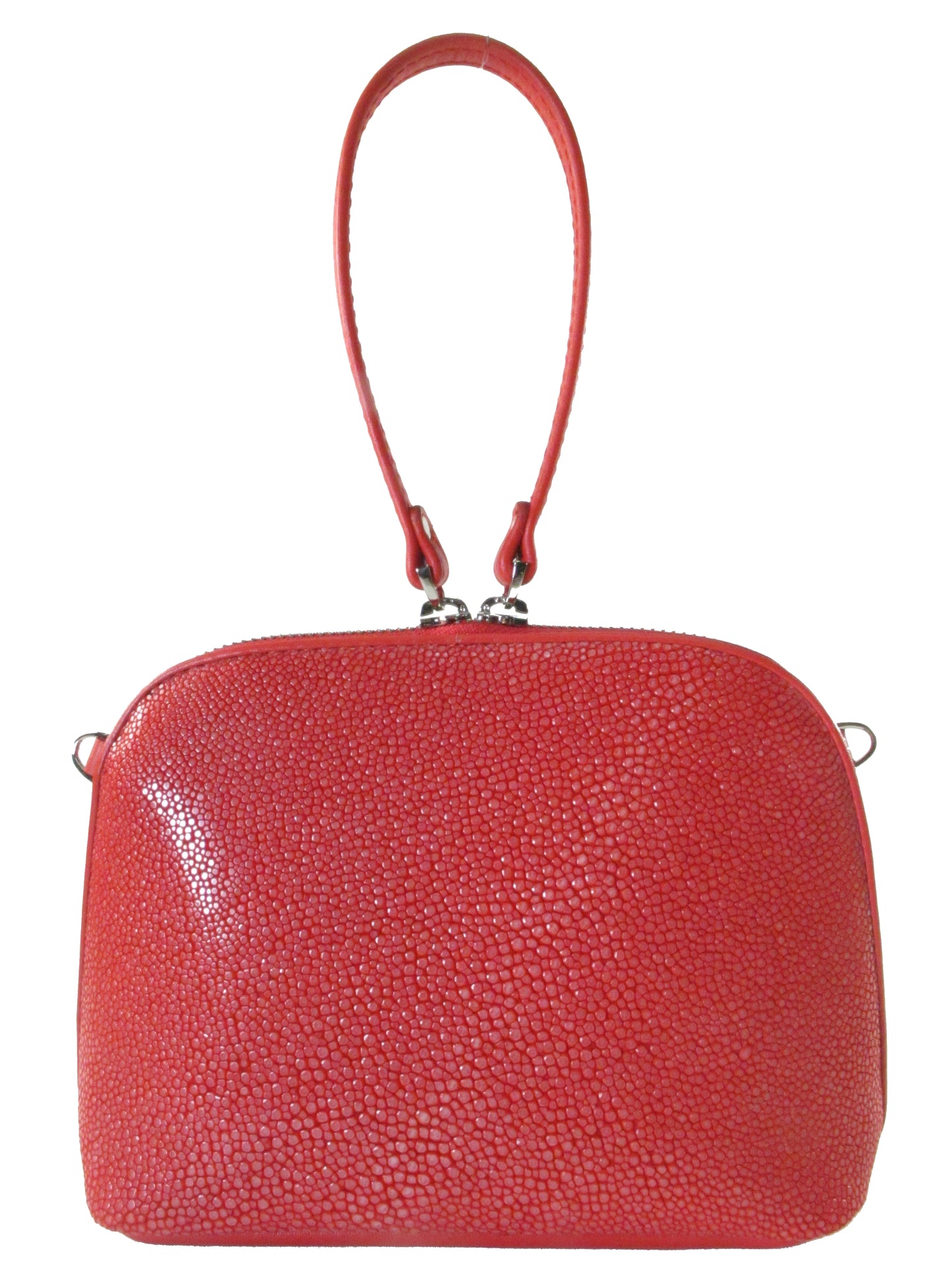 PELGIO Genuine Polished Stingray Skin Leather Women's Zip Wristbag & Shoulderbag Purse