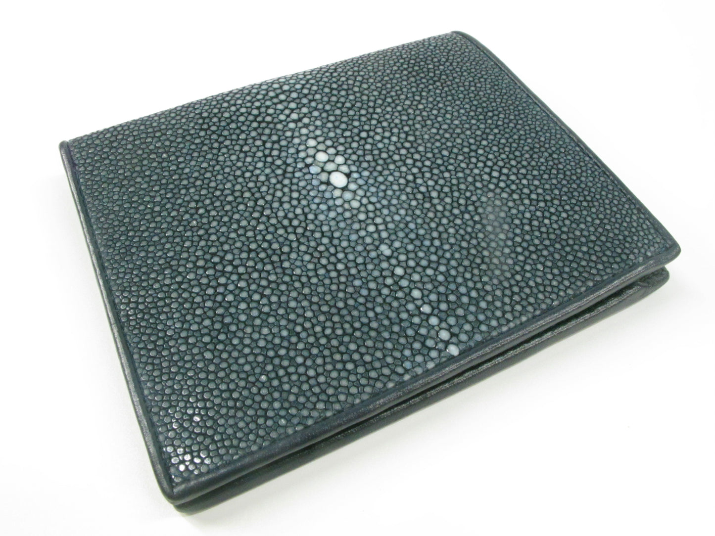 Genuine Polished Stingray Skin Leather Vertical Bifold Wallet