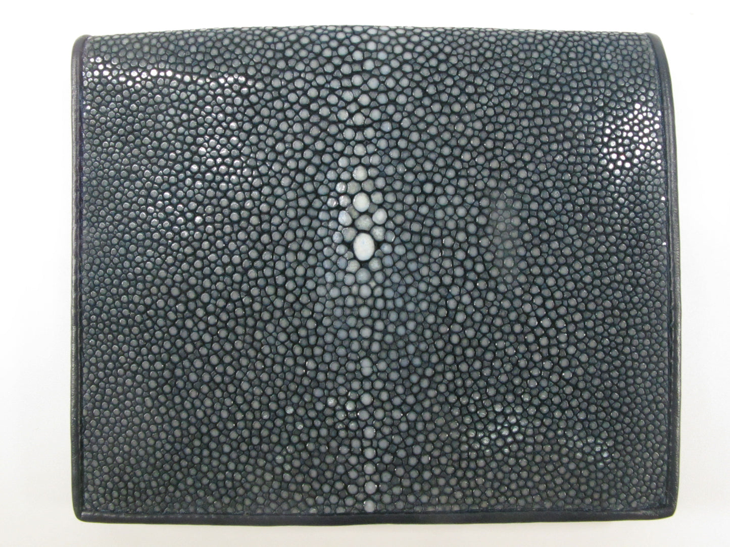 Genuine Polished Stingray Skin Leather Vertical Bifold Wallet