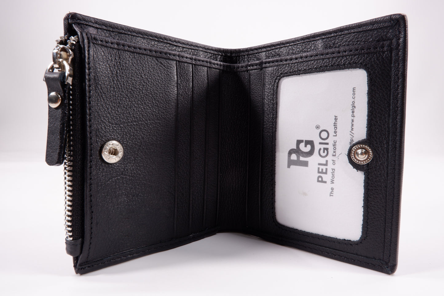 Genuine Polished Stingray Skin Leather Vertical Zip Coins Purse Bifold Wallet