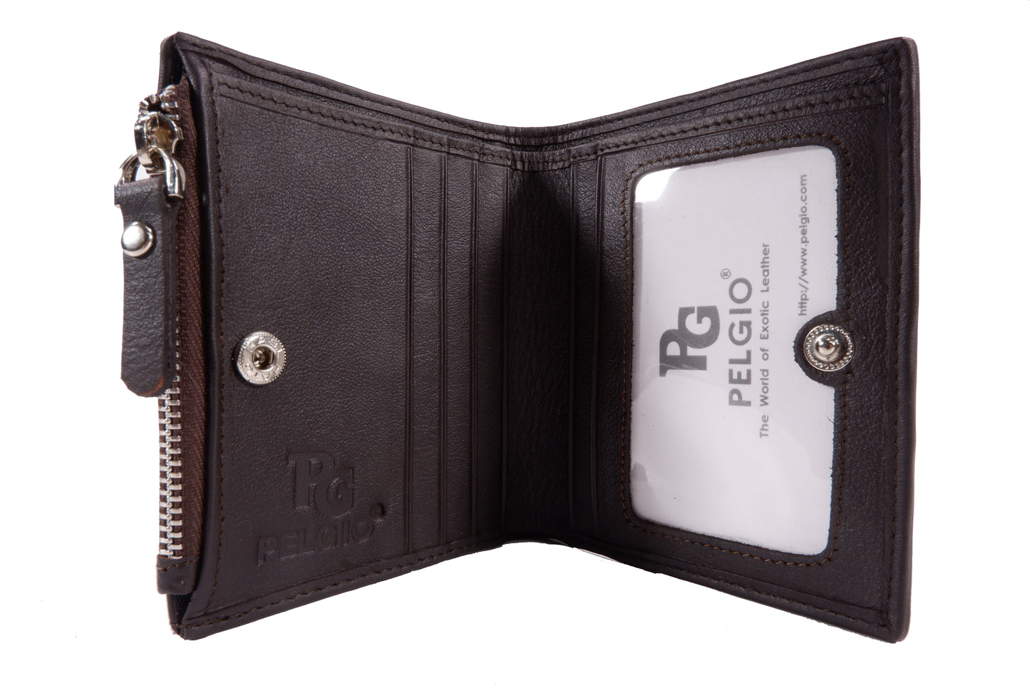 Genuine Polished Stingray Skin Leather Vertical Zip Coins Purse Bifold Wallet